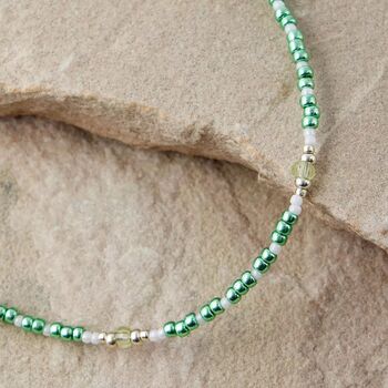 Green Metallic Beaded Necklace, 2 of 7