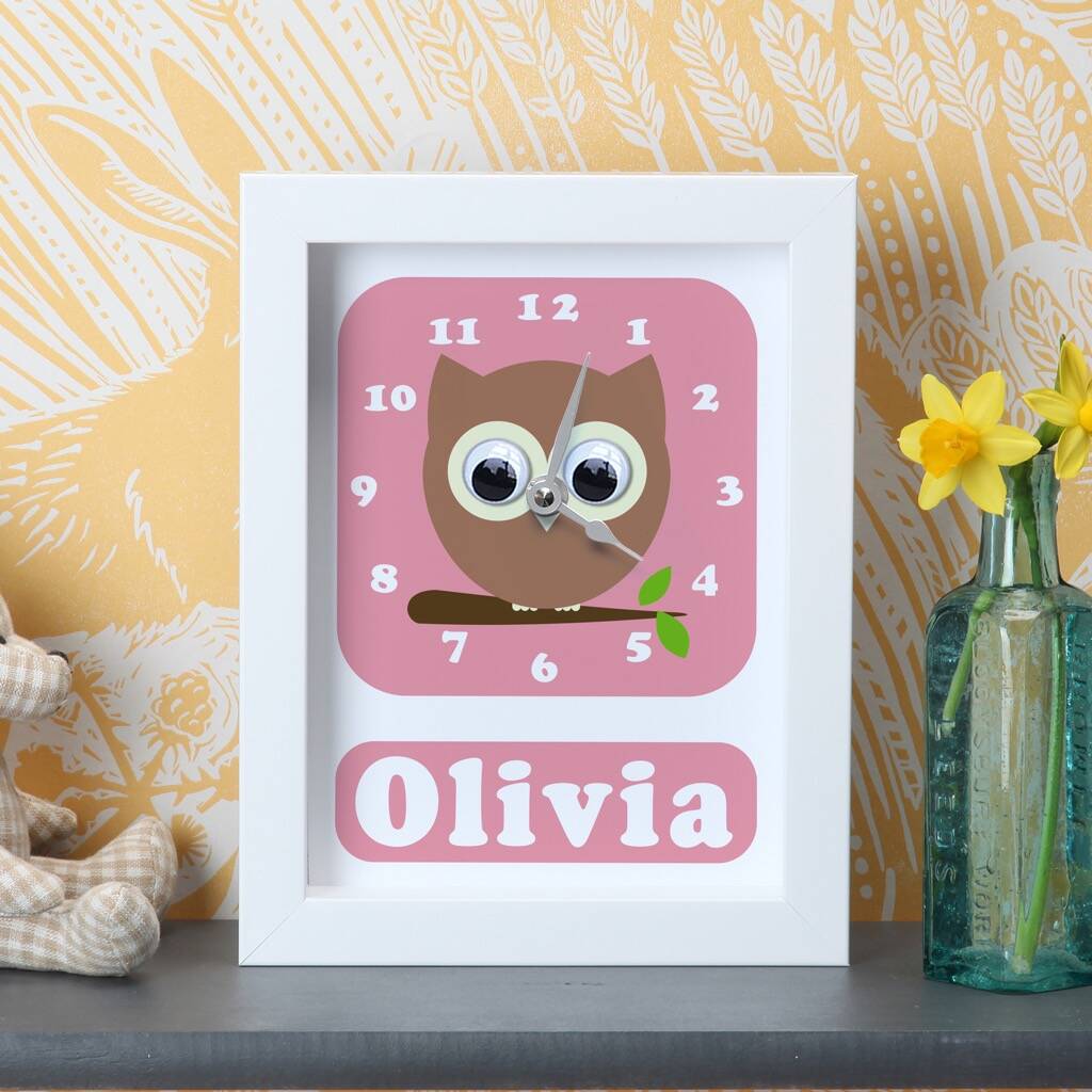 Personalised Children's Owl Clock, 1 of 10
