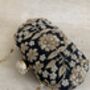 Black Handcrafted Embroidered Pearl Oval Clutch Bag, thumbnail 2 of 10
