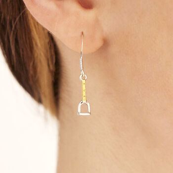 Stirrup Earrings 18ct Gold On Sterling Silver, 2 of 2