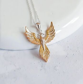 Rising Phoenix Necklace In Gold Plated Silver By Songs of Ink and Steel ...