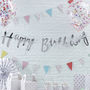 Designer Silver Foiled Happy Birthday Bunting Backdrop, thumbnail 1 of 3