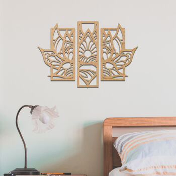 Floral Wooden Wall Art Elegant Lotus Blossom Design, 6 of 12
