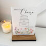 Floral Personalised Cheese Cake Sign Opaque Acrylic Wedding And Party, thumbnail 5 of 5
