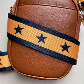 Mustard And Navy Star And Stripe Bag Strap, 2 of 2