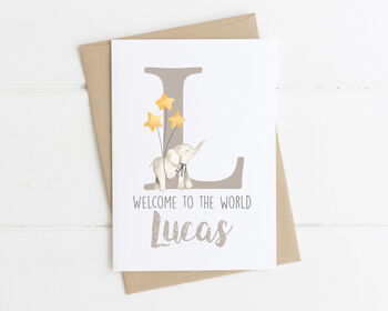 Personalised New Baby Card Elephants, 5 of 6