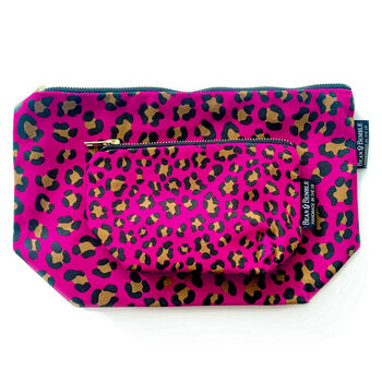 Hot Pink Leopard Print Washable Cosmetic Or Makeup Bag, 3 of 12
