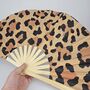 Classic Leopard Print Giant Bamboo Hand Clack Fan, thumbnail 1 of 2