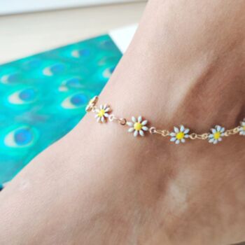 Yellow Sun Flower Summer Floral Charm Anklet, 3 of 9