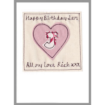 Personalised Initial Heart Birthday Card For Her, 8 of 12