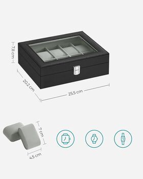 Watch Display Box With Ten Slots And Glass Lid, 2 of 9
