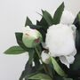Artificial White Peony Arrangement In Globe Vase, thumbnail 5 of 6