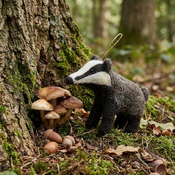 Felt Bertie Badger Handmade Hanging Decoration, 9 of 9