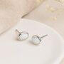 White Opal Oval Stud Earrings In Sterling Silver – 7mm, thumbnail 5 of 11