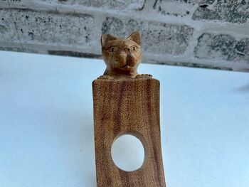 Wooden Cat Wine Bottle Holder Tabletop Wine Rack Gift, 4 of 9