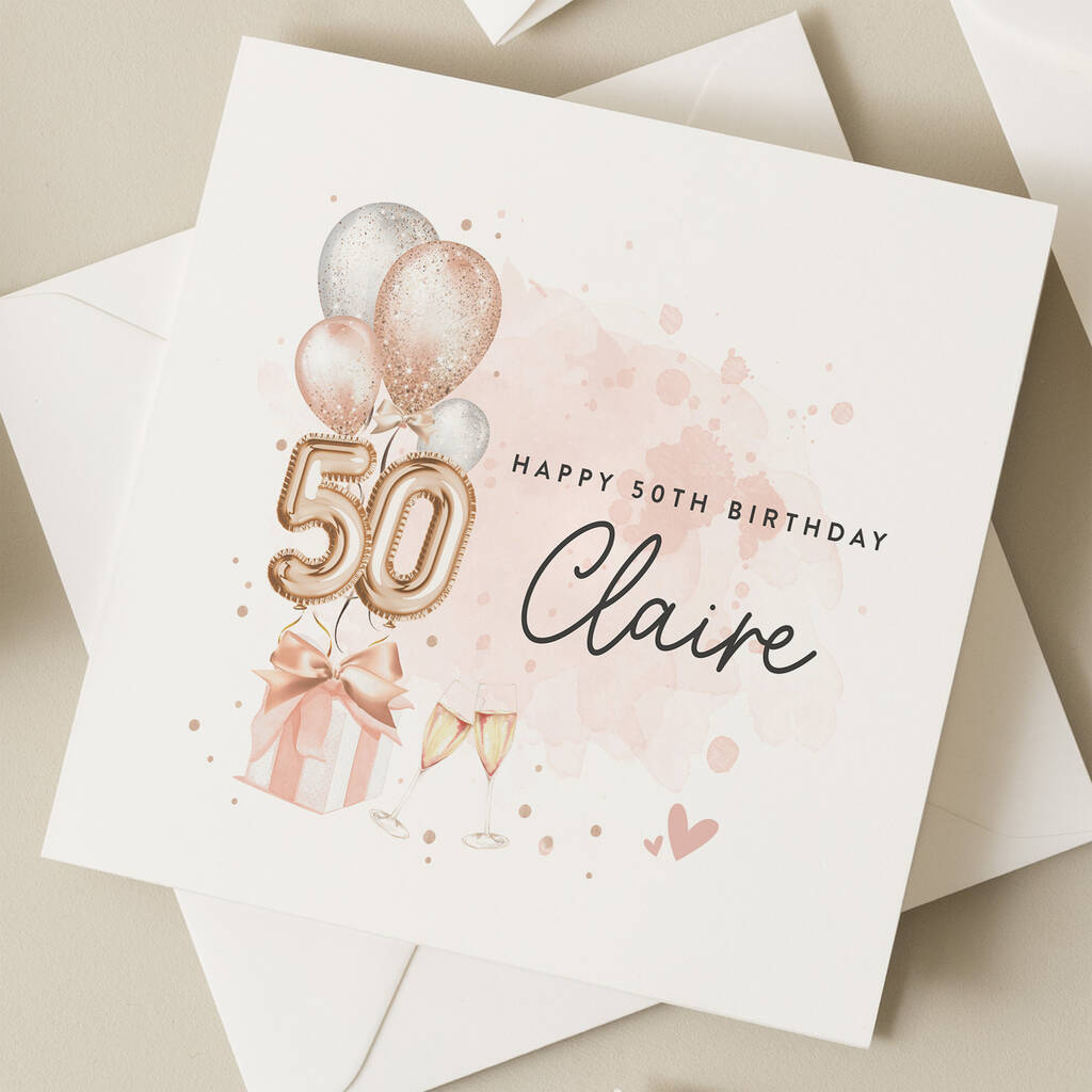 Fiftieth Birthday Card For Her By Twist Stationery