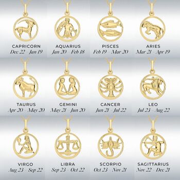 9ct Gold Zodiac Pendant Necklace, 4 of 6