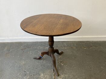 19th Century Antique Oak Round Tilt Top Table, 2 of 10