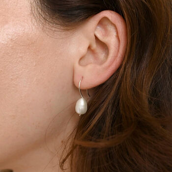 Sterling Silver Classic Pearl Hook Earrings, 3 of 3
