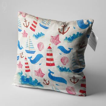 Whale And Lighthouse Themed Cushion Cover, 3 of 7