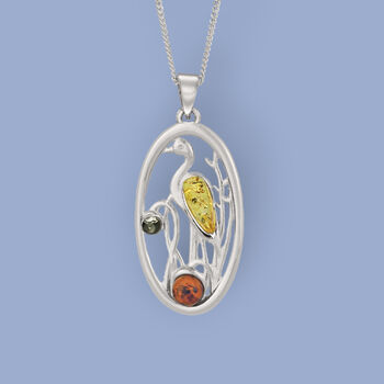 Baltic Amber Heron Necklace In Sterling Silver, 12 of 12