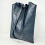 Two Way Carrier Tote Leather Shoulder Bag Navy Blue, thumbnail 1 of 7