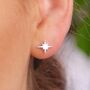 Sterling Silver Shining Star Stud Earrings, thumbnail 1 of 6