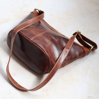 Leather Crossbody Messenger Bag, Distressed Brown, 3 of 6