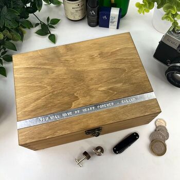 Personalised Wooden Anniversary Keepsake Box, 7 of 12