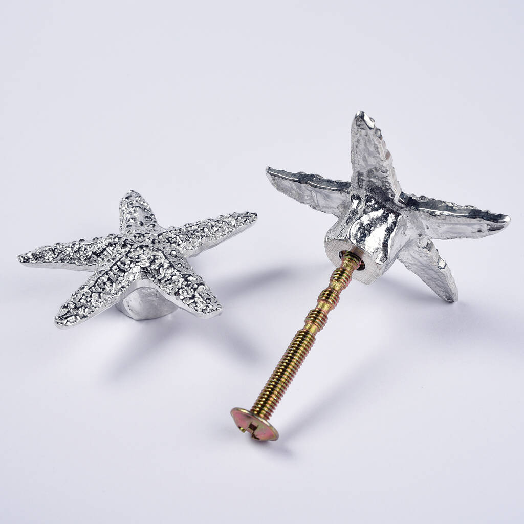 Starfish Solid Pewter Cabinet Handles, Door Knobs By Glover and