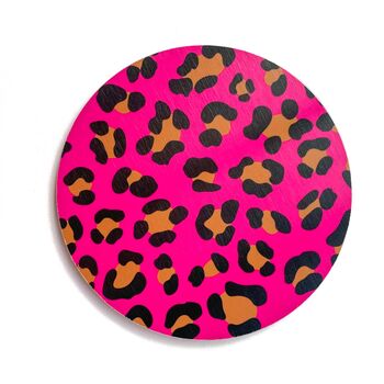 Round Coaster Pink Leopard Print Heat And Stain Proof, 6 of 12