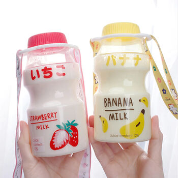 Kawaii Yogurt Style Water Bottle With Carry Strap, 2 of 11