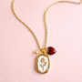 Floral Charm Necklace With Red Heart, thumbnail 1 of 2