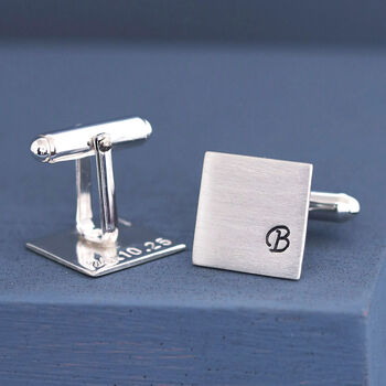 Sterling Silver Monogram Cufflinks. Personalised Wedding Cufflinks, 9 of 12