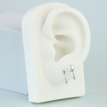 Sterling Silver Pearl Spiral Hoop Earrings, 4 of 6