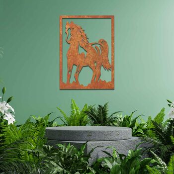 Rusted Metal Horse In Frame Metal Horse Wall Art, 9 of 11
