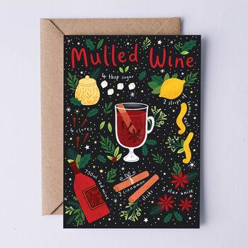 Festive Christmas Card, Mulled Wine Recipe Card, 3 of 3