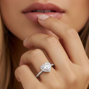 Sterling Silver Heart Ring With Sparkling Stones, 4 of 4