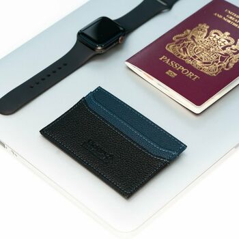 Slim Leather Card Holder Wallet; Brown Tan/Black, 4 of 12