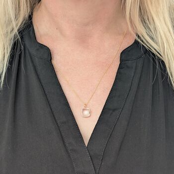 White Topaz Square Cushion Necklace, 4 of 10