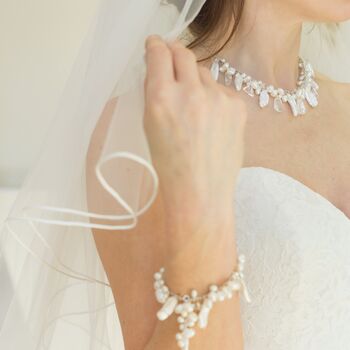Unusual Pearl Necklace And Bracelet Set On Sterling Silver, 10 of 12
