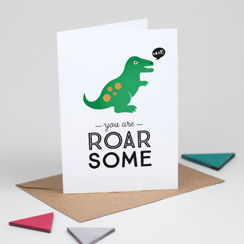 Dinosaur Valentine's Card 'You Are Roarsome', 2 of 5
