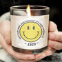 Personalised Retro Smilie Birthday Scented Jar Candle, thumbnail 1 of 3
