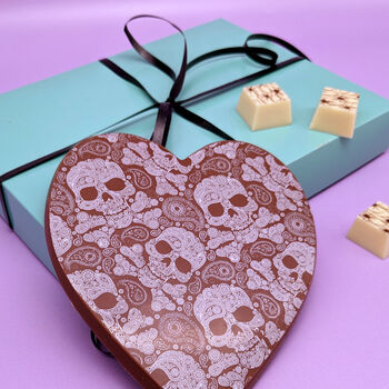Milk Chocolate Heart With Skull Design, 2 of 6
