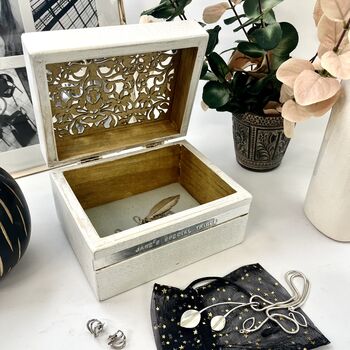 Personalised Wooden Filigree Trinket Box, 6 of 11