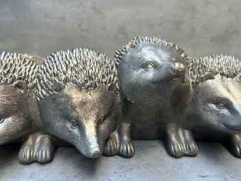 Distressed Silver Hedgehog Planter Cute 33cm Plant Pot, 12 of 12