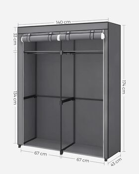 Collapsible Fabric Wardrobe With Rails Clothes Storage, 10 of 12