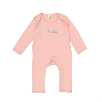 Personalised Organic Name Baby Romper Pink, 2 of 5