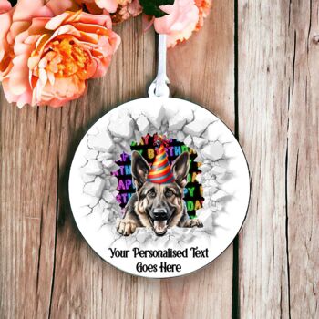 Personalised German Shepherd Birthday Break Through Dog, 6 of 8