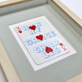 Three's Family Personalised Vintage Playing Card Print, 3 of 5